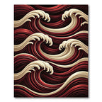 Crimson Cream Dynamic Wave Flow Rug