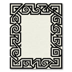 Black White Geometric Scroll Art Deco Rug