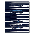 Abstract Navy Blue Swimming Figure Art Rug
