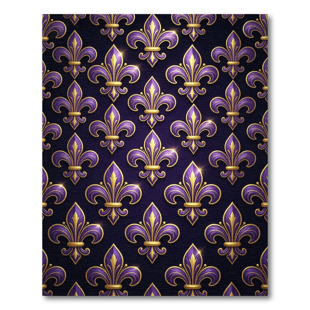 Royal Purple Gold Fleur-de-lis Crest Rug