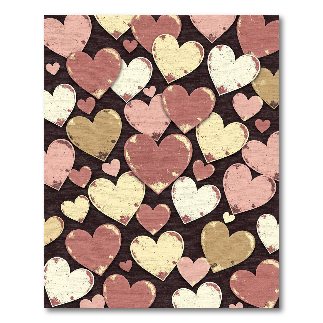 Vintage Distressed Heart Scattered Patchwork Rug