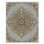 Elegant Gold Scrolling Floral Medallion Rug