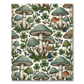 Whimsical Sage Mushroom and Clover Forest Rug