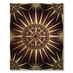 Golden Celestial Starburst Burgundy Medallion Rug