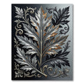 Metallic Silver Iron Acanthus Leaf Scroll Rug