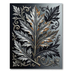 Metallic Silver Iron Acanthus Leaf Scroll Rug