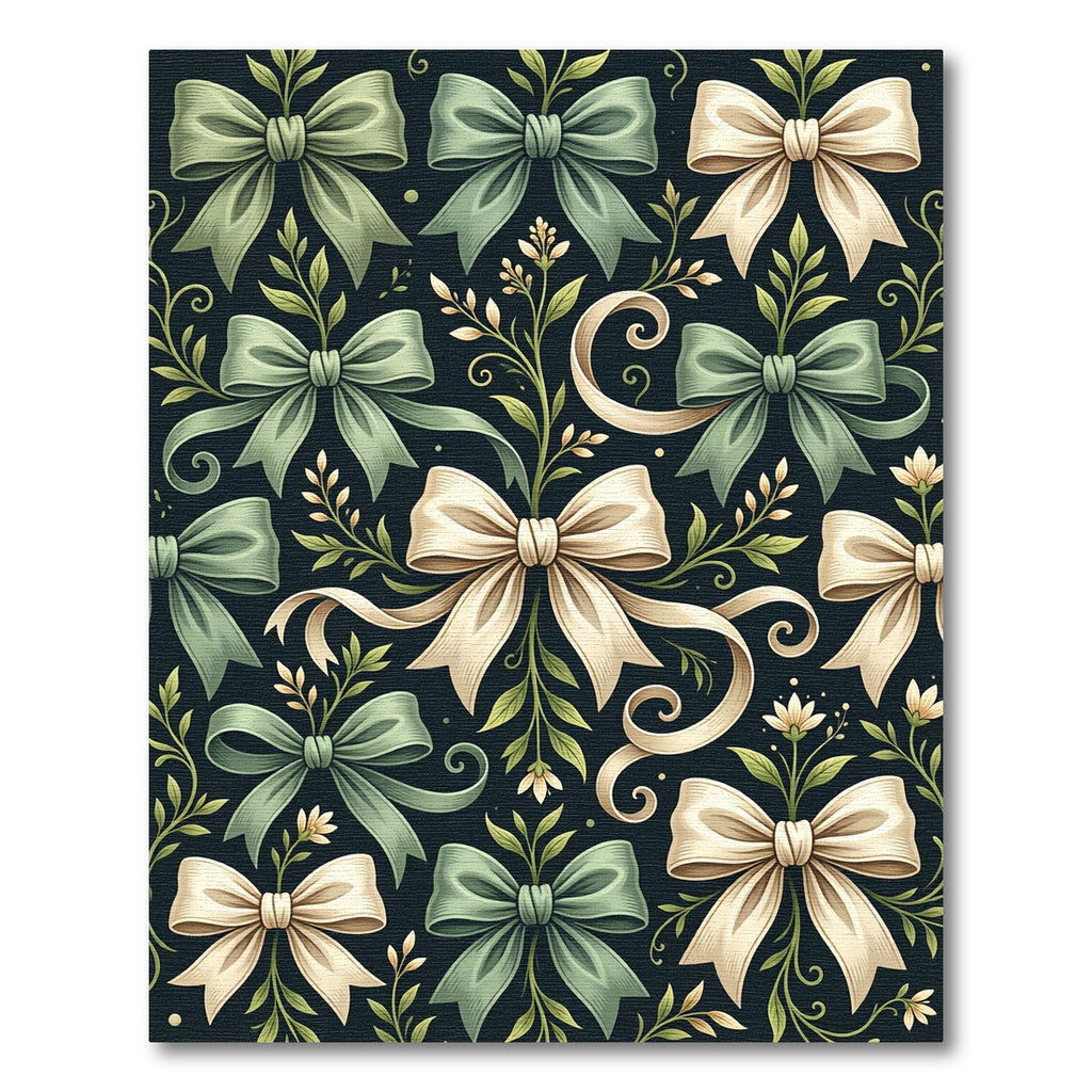 Elegant Sage and Cream Ribbon Floral Rug
