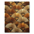 Metallic Golden Art Deco Fan Mosaic Rug