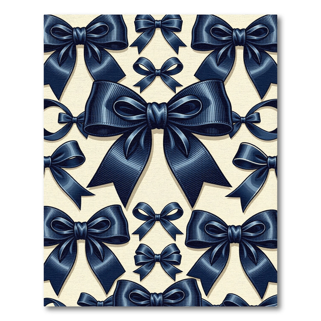 Elegant Navy Bow Ribbon Graphic Rug