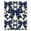 Elegant Navy Bow Ribbon Graphic Rug