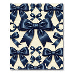 Elegant Navy Bow Ribbon Graphic Rug