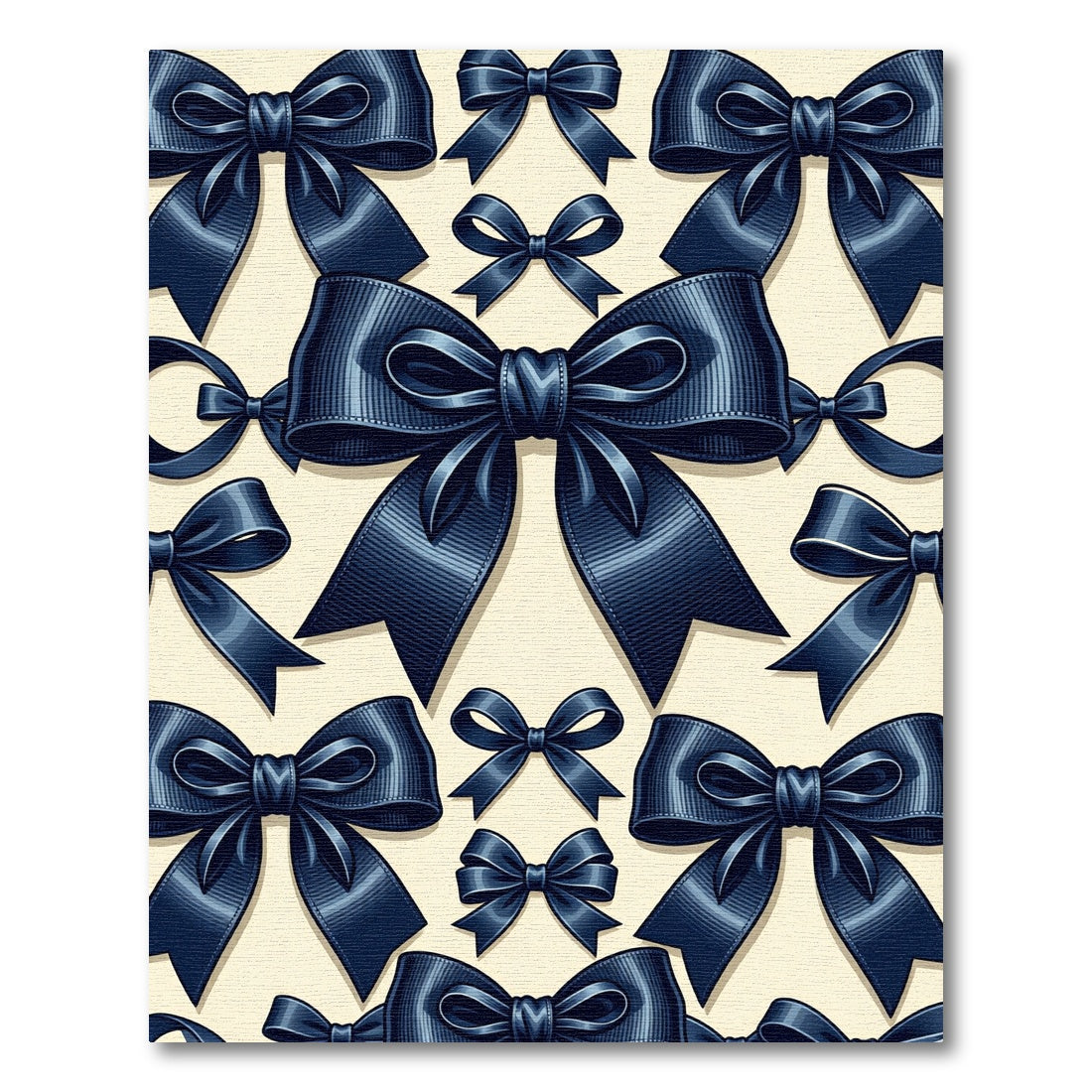 Elegant Navy Bow Ribbon Graphic Rug