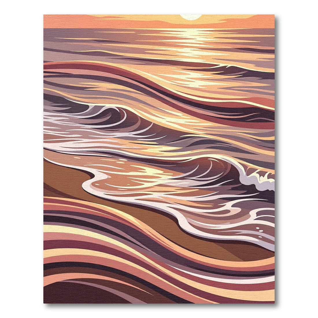 Sunset Ocean Waves Abstract Warm Tones Rug