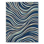 Navy Blue Abstract Flowing Wave Lines Rug