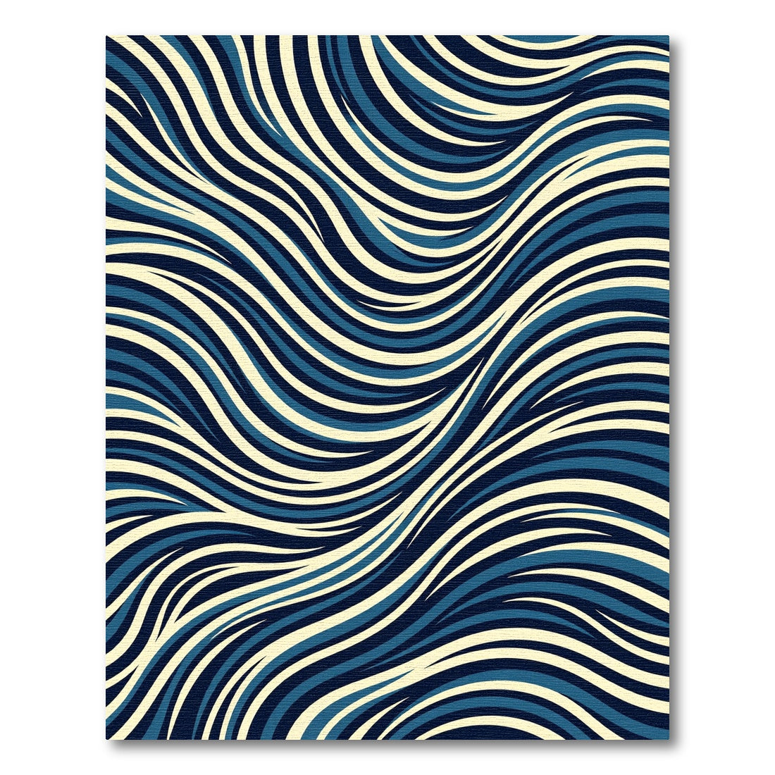 Navy Blue Abstract Flowing Wave Lines Rug
