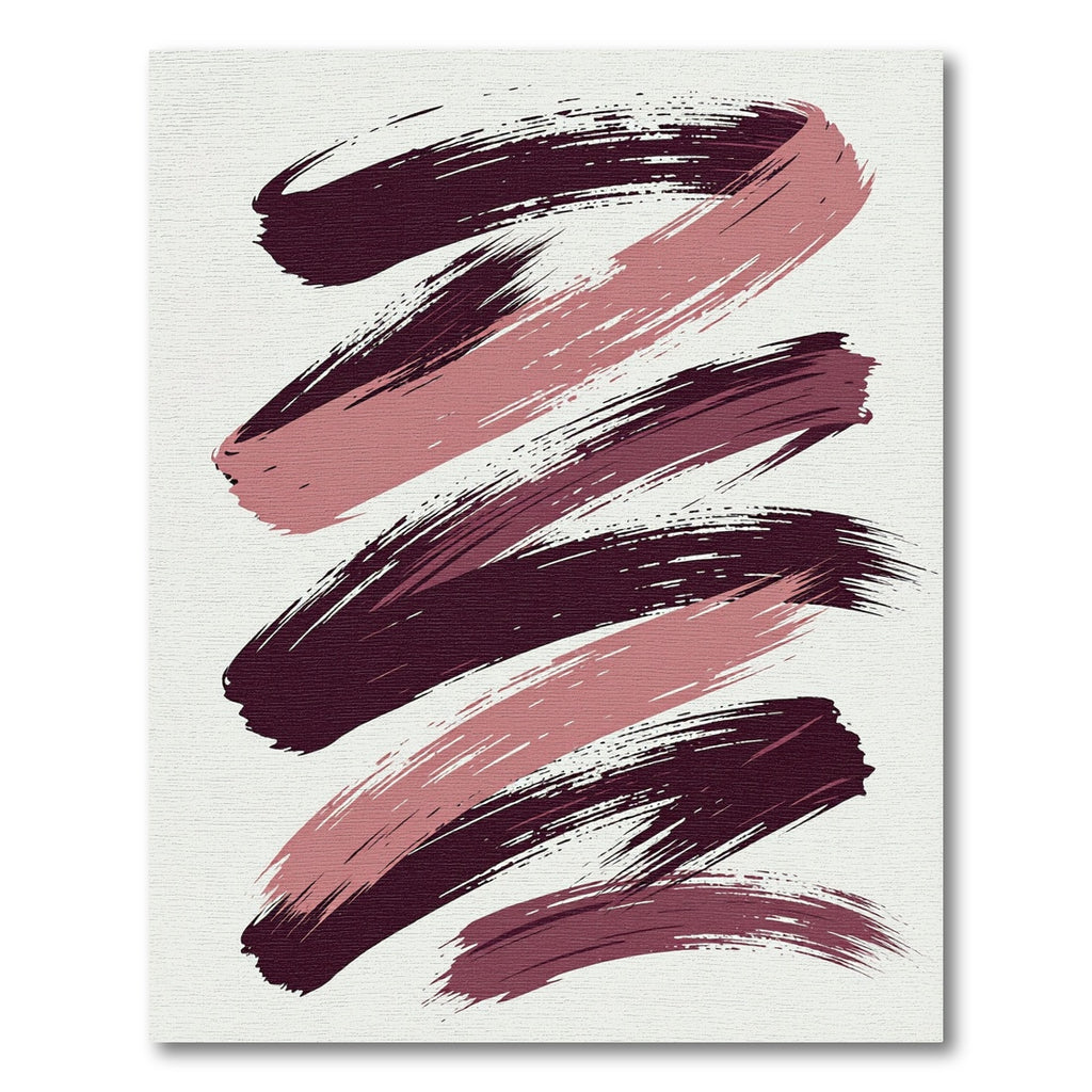 Modern Abstract Burgundy and Dusty Rose Brushstrokes Rug