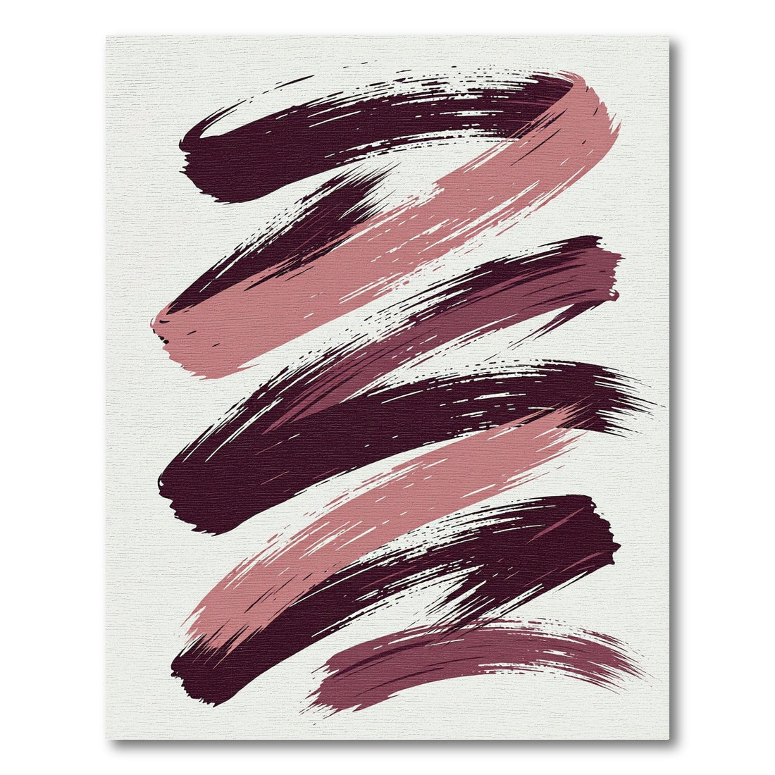 Modern Abstract Burgundy and Dusty Rose Brushstrokes Rug