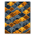 Golden Brown Blue Art Deco Waves Rug