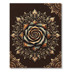 Vintage Copper Bronze Floral Mandala Rug