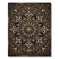 Ornate Bronze Gold Filigree Medallion Rug