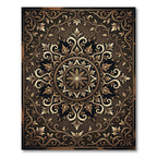 Ornate Bronze Gold Filigree Medallion Rug