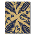 Navy Fern Frond Botanical Gold Rug