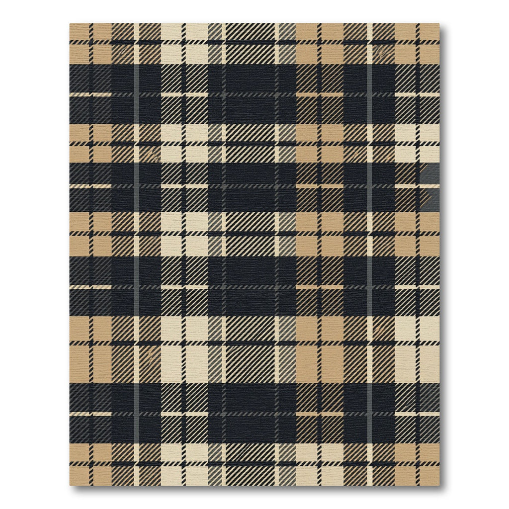 Modern Charcoal and Camel Plaid Rug