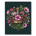 Golden Crown with Pink Floral Blossoms Rug