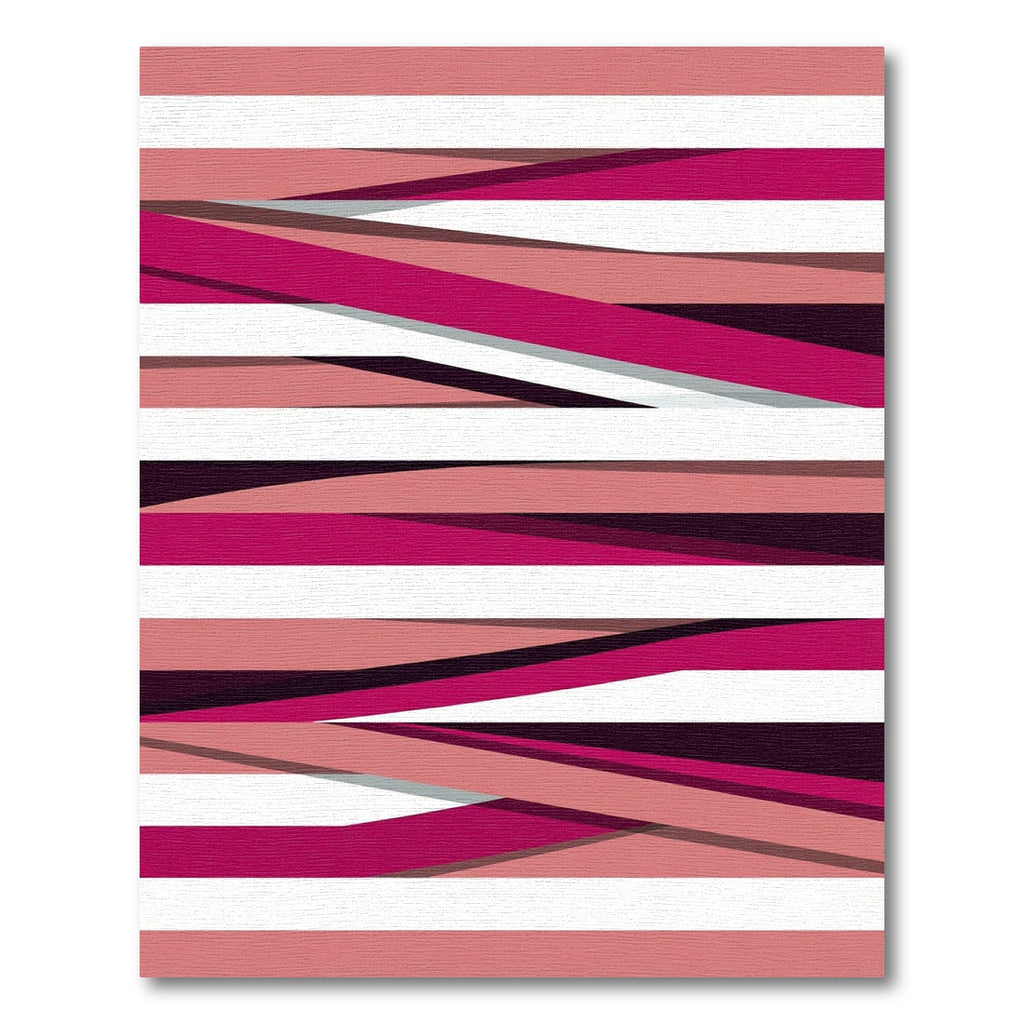 Crimson Magenta Overlapping Ribbon Stripes Rug