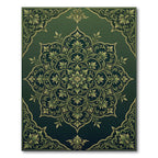 Ornate Emerald Botanical Damask Medallion Rug