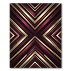 Luxurious Burgundy and Gold Geometric Chevron Rug