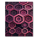 Sophisticated Magenta Geometric Hexagon Layered Rug