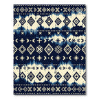 Indigo And Cream Ethnic Geometric Tie Dye Rug
