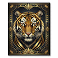 Bold Gold Art Deco Tiger Portrait Rug
