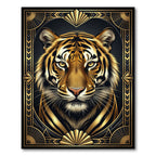 Bold Gold Art Deco Tiger Portrait Rug