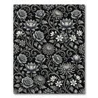 Monochrome Floral Garden Curled Vine Arrangement Rug