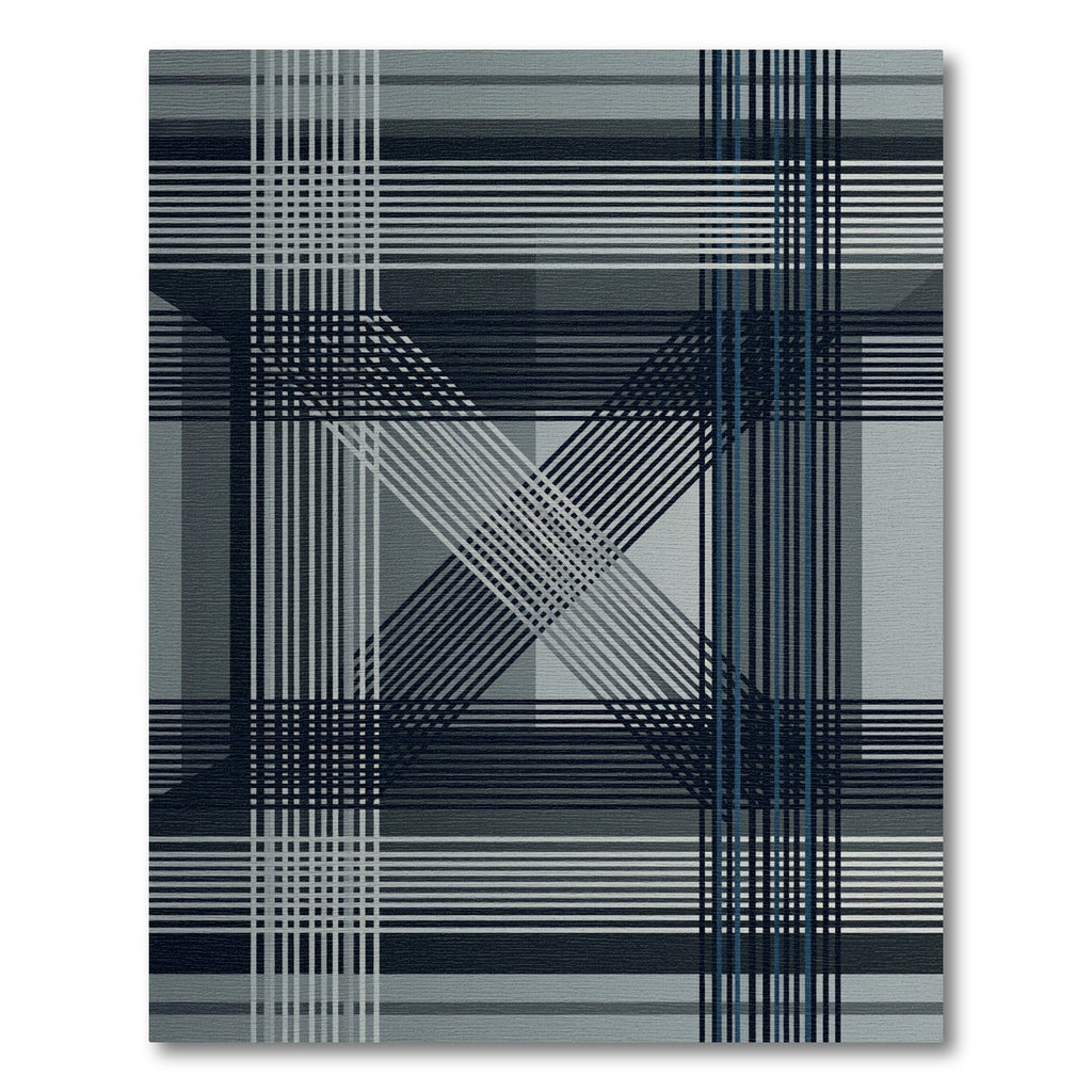 Modern Monochrome Geometric Grid Cross Rug