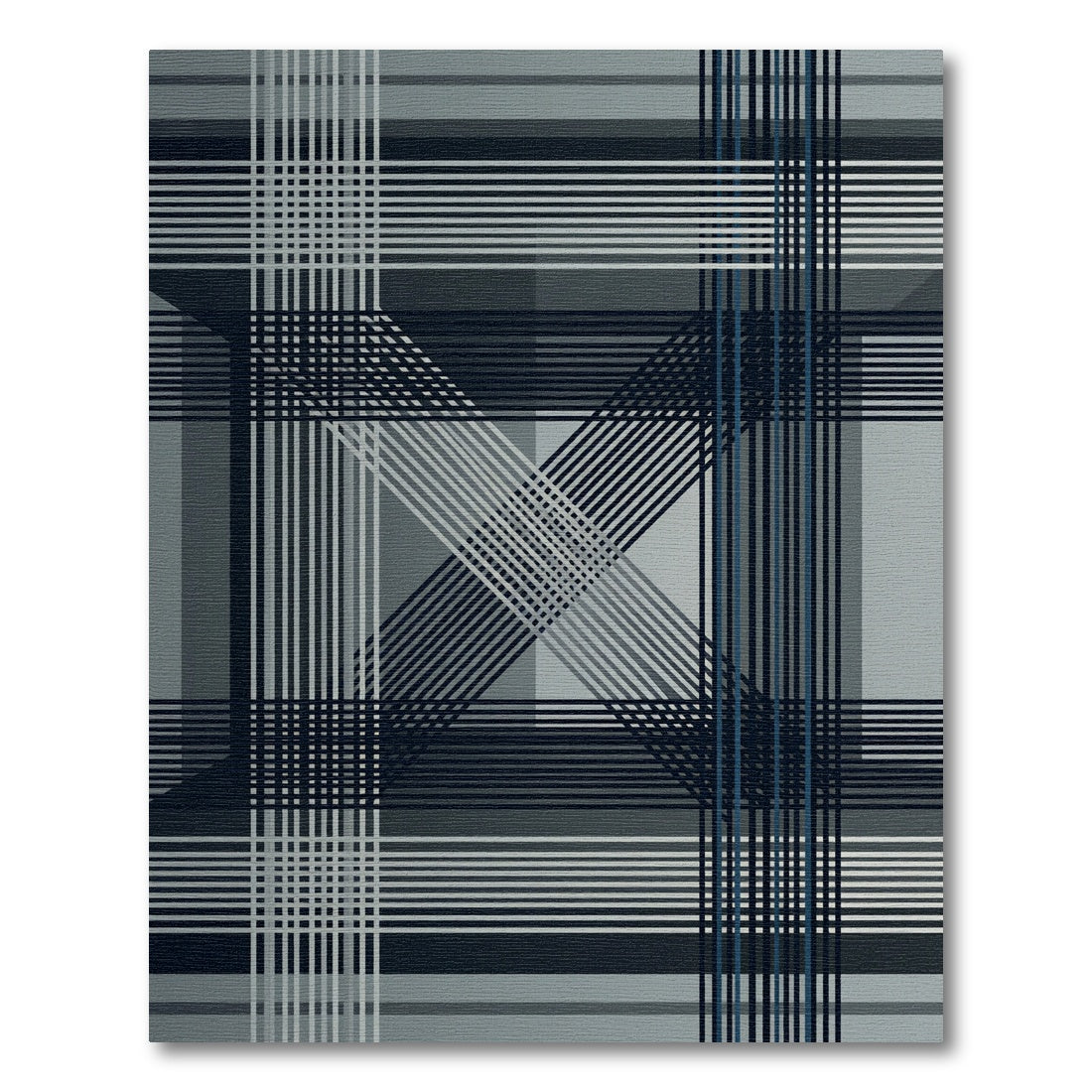 Modern Monochrome Geometric Grid Cross Rug