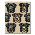 Tri-color Bernese Mountain Dog Portrait Grid Rug