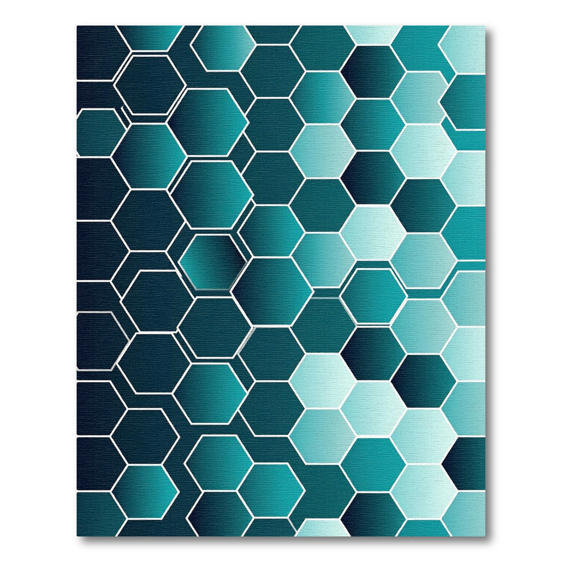 Teal Gradient Hexagon Compositions Rug