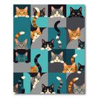 Playful Feline Friends Geometric Collage Rug