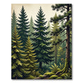 Lush Green Pine Forest Landscape Rug
