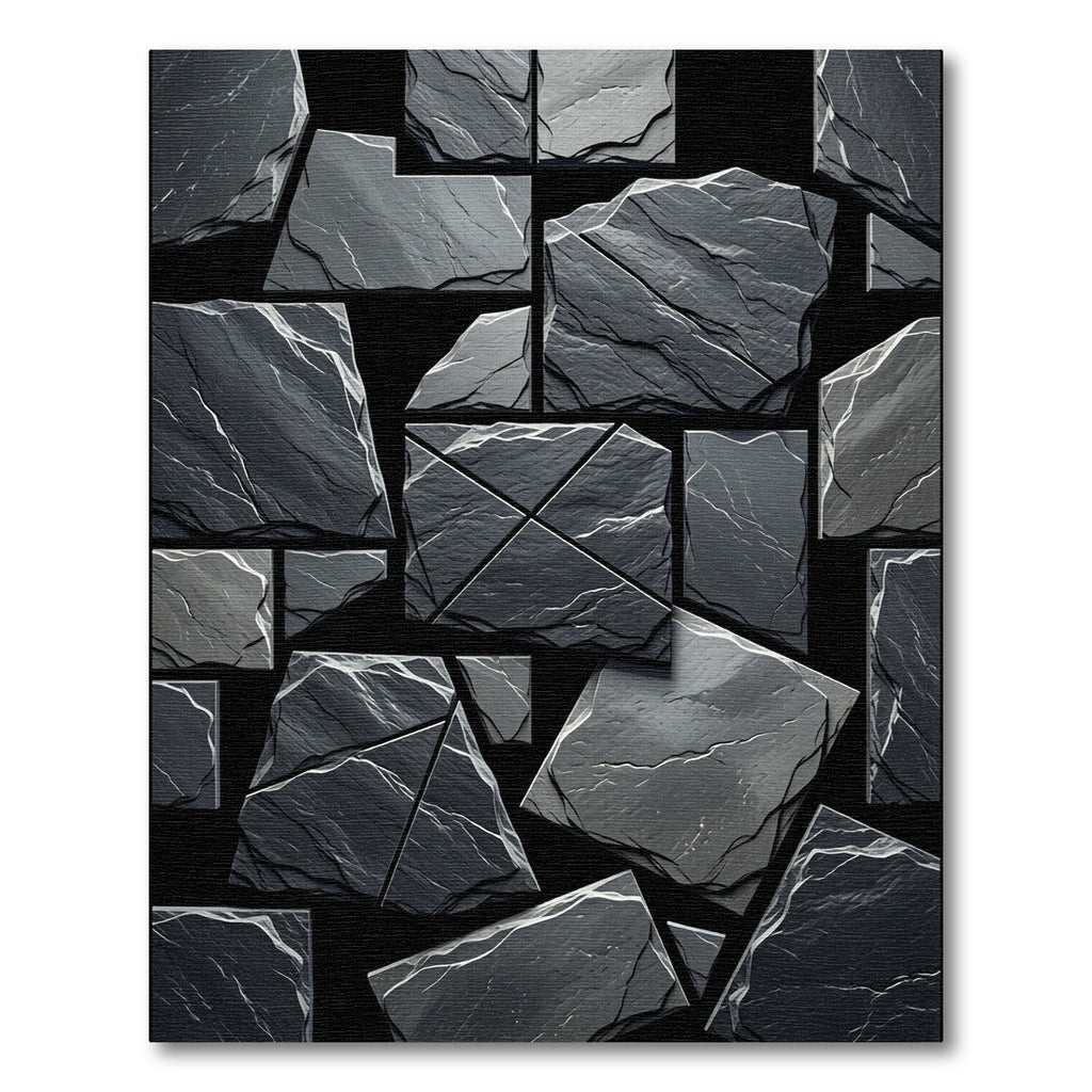 Dark Gray Stone Mosaic Rug