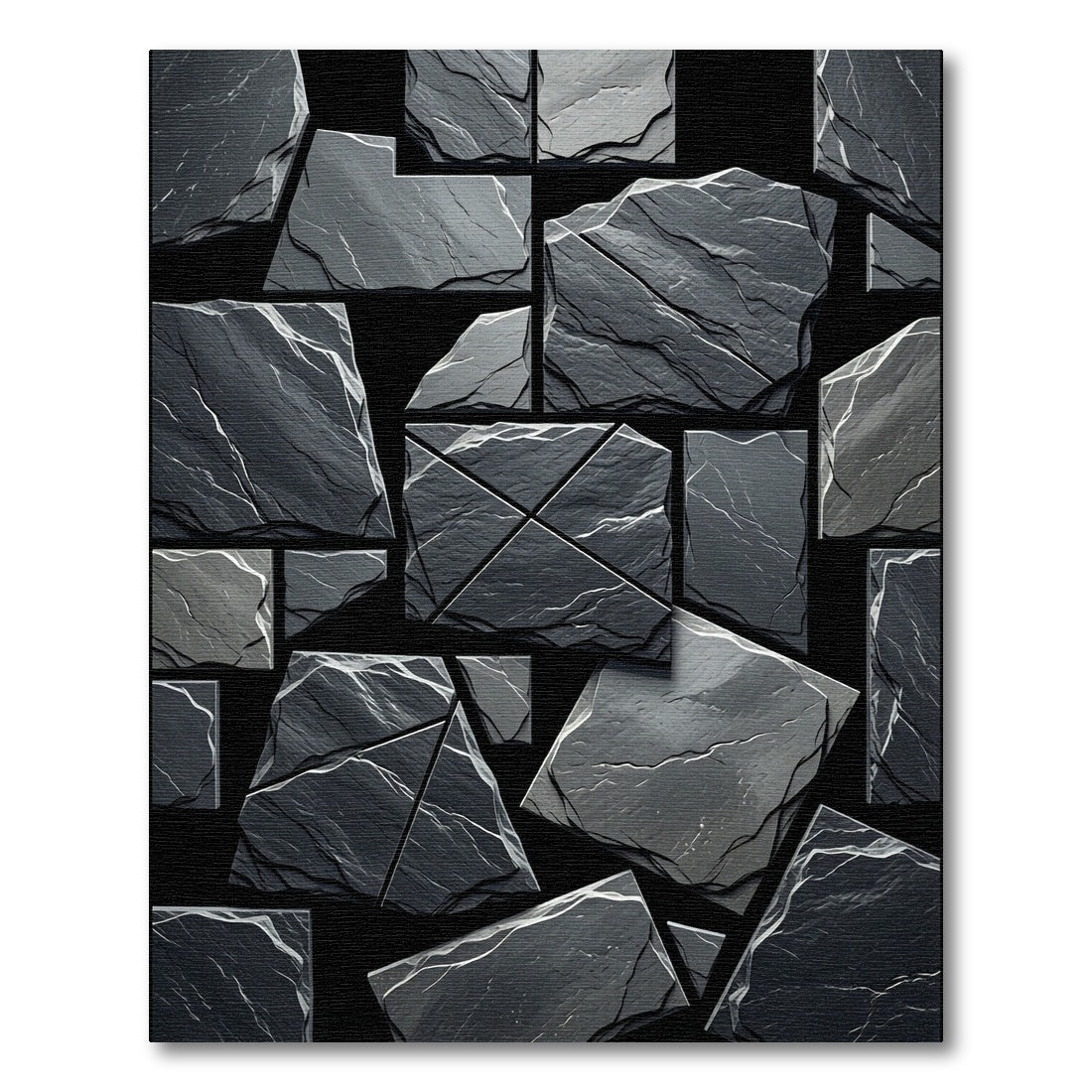 Dark Gray Stone Mosaic Rug