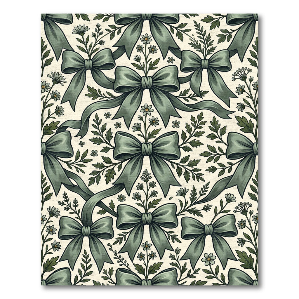 Sage Green Ribbon and Floral Trellis Rug