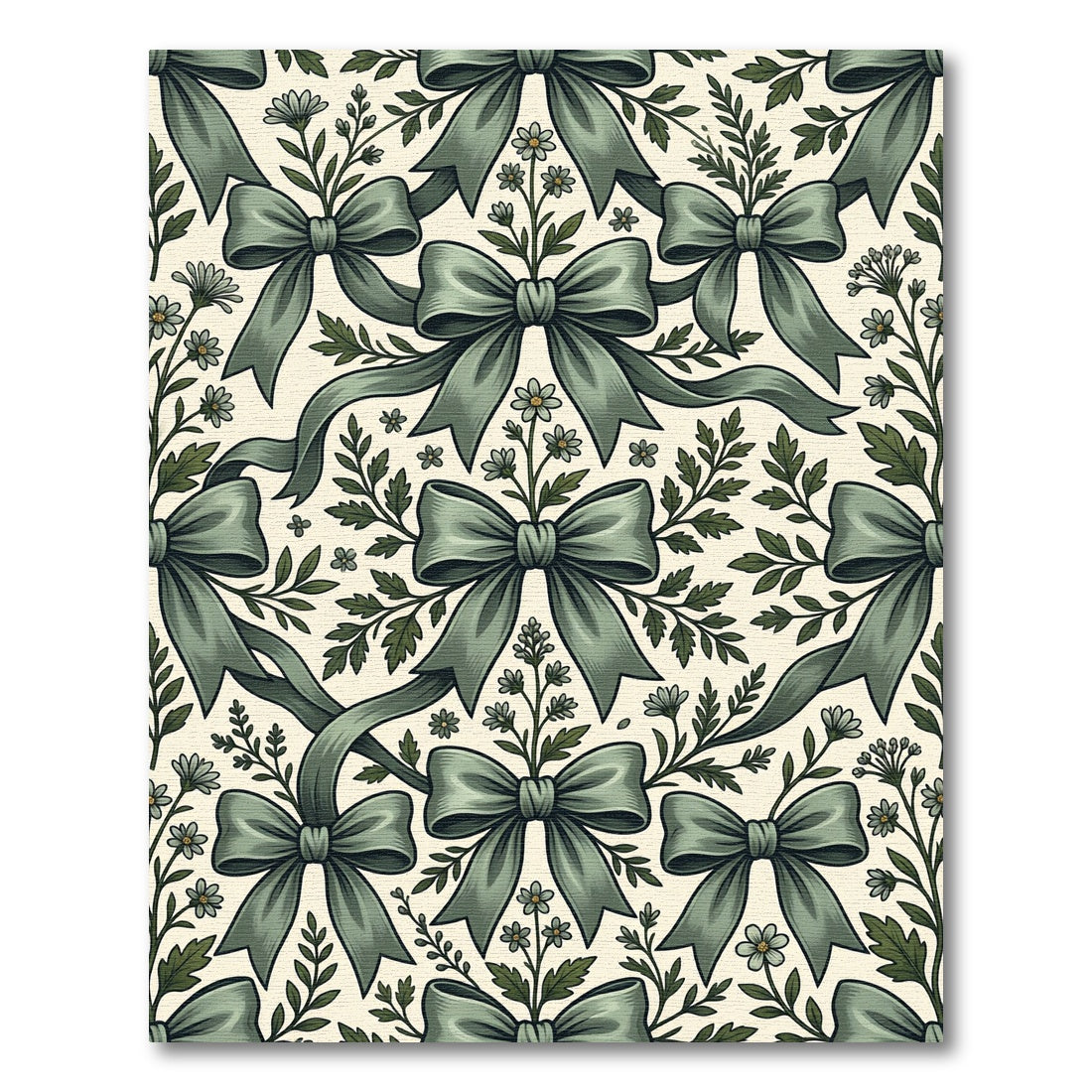 Sage Green Ribbon and Floral Trellis Rug