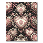 Pink Damask Heart Baroque Flourish Rug