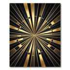 Golden Art Deco Sunburst Geometric Rug