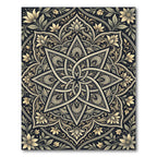 Ornate Gold Star Floral Mandala Rug