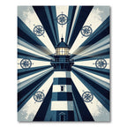 Nautical Compass Beacon Radiating Stripes Rug